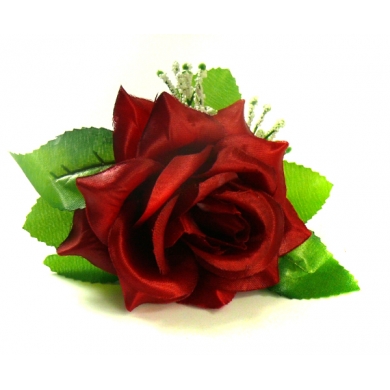 Róża w pąku - główka z liściem Burgund